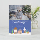 雪の木立の中の動物のクリスマスハウス　写真 シーズンカード (スタンド正面)