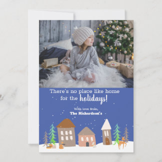 雪の木立の中の動物のクリスマスハウス　写真 シーズンカード