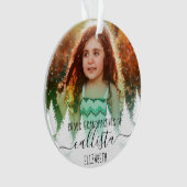 雪の木誇りを持った祖父母の写真名 オーナメント (正面)