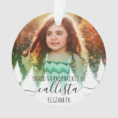 雪の木誇りを持った祖父母の写真名 オーナメント (正面)