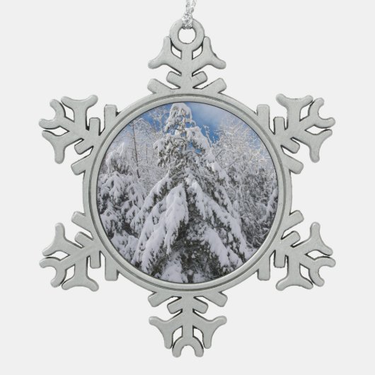 雪の木 スノーフレークピューターオーナメント (正面)