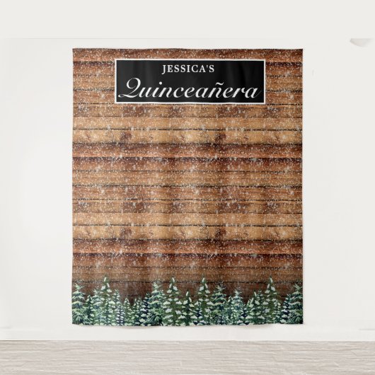 雪の木 & フォレスト キンセアニエラ フォトバックグラウンド タペストリー (正面)