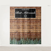 雪の木 & フォレスト バット ミッツヴァ フォト背景 タペストリー (正面)