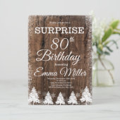 雪の木，冬の80誕生日，女性 招待状 (スタンド正面)