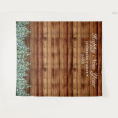 雪の木 & 森林の松 年賀状の背景写真 タペストリー (正面(横))