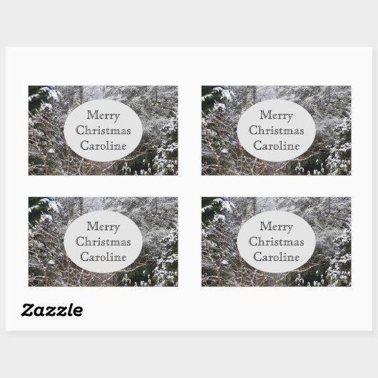 雪の木 長方形シール (シート)