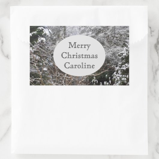 雪の木 長方形シール (バッグ)