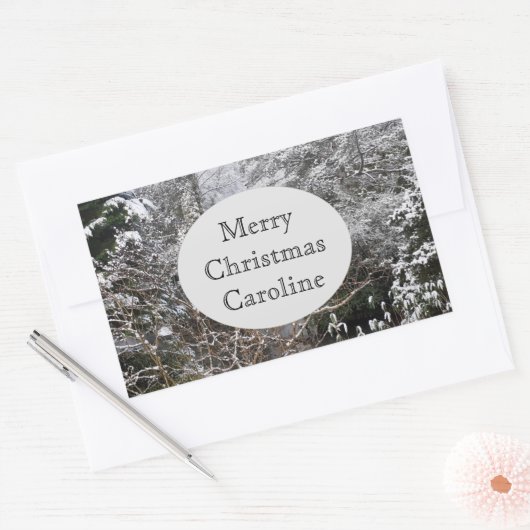 雪の木 長方形シール (封筒)