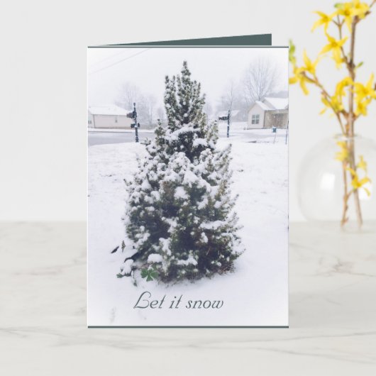 雪の木 – 雪を降らせる カード (黄色い花)