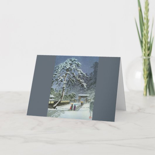 雪の本門寺 – 川瀬蓮井川瀬 巴水 シーズンカード (正面)