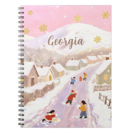雪の村と子供たちのオーダーメイド ノートブック