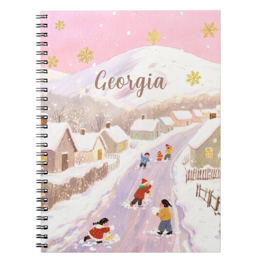 雪の村と子供たちのオーダーメイド ノートブック (正面)