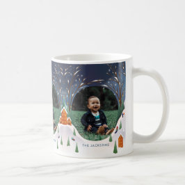 雪の村の冬のシーンのクリスマスフォト コーヒーマグカップ