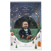 雪の村の冬のシーンクリスマスフォト カレンダー (カバー)