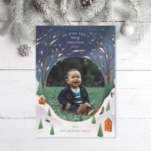 雪の村の冬のシーンクリスマスフォト