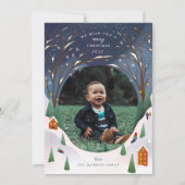 雪の村の冬のシーンクリスマスフォト シーズンカード (正面)