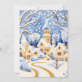 雪の村の夕暮れのクリスマスカード シーズンカード