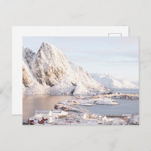 雪の村の田舎の家クリスマス ポストカード (正面/裏面)