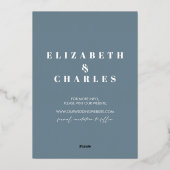 雪の村の町のお洒落結婚式の日付を保存 箔招待状 (裏面)