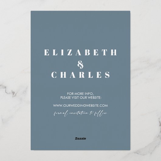 雪の村の町のお洒落結婚式の日付を保存 箔招待状 (裏面)