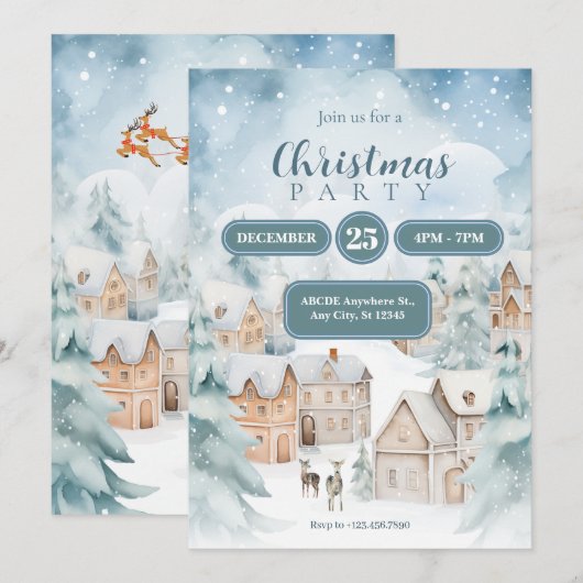 雪の村クリスマス 招待状 (正面/裏面)