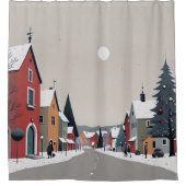 雪の村、クリスマス – シャワーカーテン (正面)