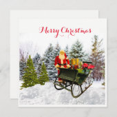 雪の松とサンタクロースのクリスマス フラット カート (正面/裏面)