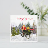 雪の松とサンタクロースのクリスマス フラット カート (スタンド正面)