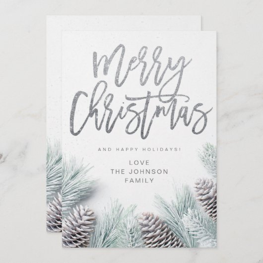 雪の松と葉メリークリスマス (正面/裏面)