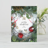 雪の松のコーンHollyメリークリスマスの非写真 シーズンカード (スタンド正面)