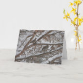 雪の松の中の鳩 カード (黄色い花)