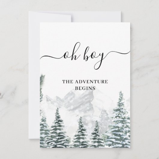 雪の松の冒険が荒野を始める赤ちゃんシャワー 招待状 (裏面)