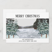 雪の松の木と氷の湖 ホリデーカード シーズンカード (正面/裏面)