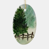 雪の松の木のクリスマスオーナメント セラミックオーナメント (右)