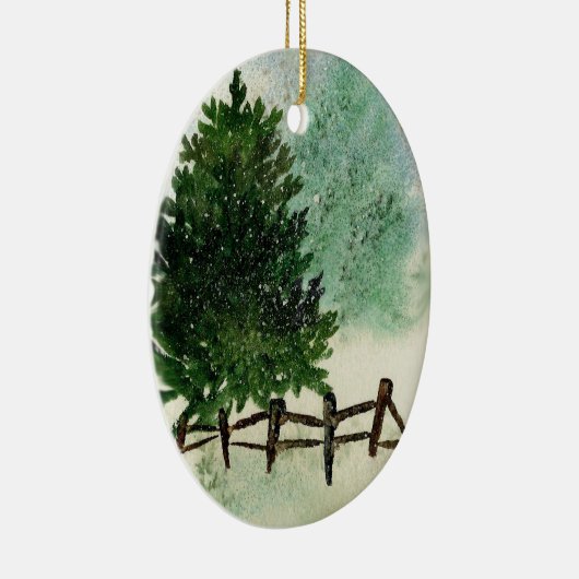 雪の松の木のクリスマスオーナメント セラミックオーナメント (右)