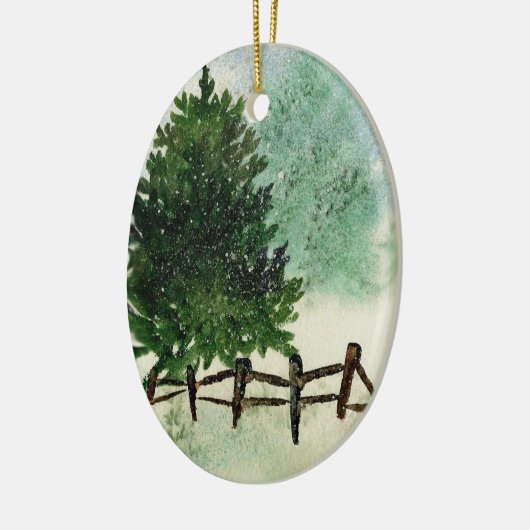 雪の松の木のクリスマスオーナメント セラミックオーナメント (左)
