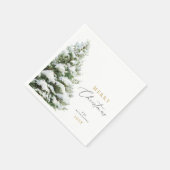 雪の松の木のクリスマス スタンダードカクテルナプキン (角)