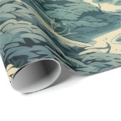 雪の松の木の冬の森のクリスマス ラッピングペーパー (ロールコーナー)