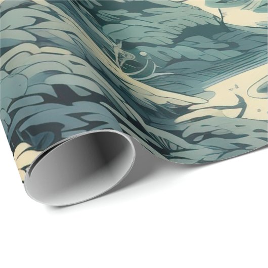 雪の松の木の冬の森のクリスマス ラッピングペーパー (ロールコーナー)