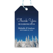 雪の松の木の冬の結婚式ありがとう