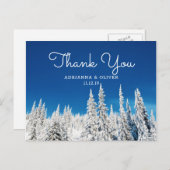 雪の松の木の冬の結婚式ありがとう ポストカード (正面/裏面)