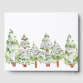 雪の松の木の冬の結婚式のゲストブック ゲストブック (裏面)