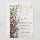 雪の松の木の枝のライトの会社のクリスマス 招待状 (正面)