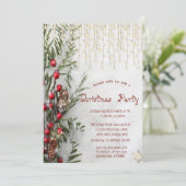 雪の松の木の枝のライトの会社のクリスマス 招待状 (スタンド正面)