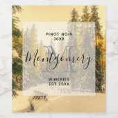 雪の松の木の森フォトワイン作り ワインラベル (シングルラベル)