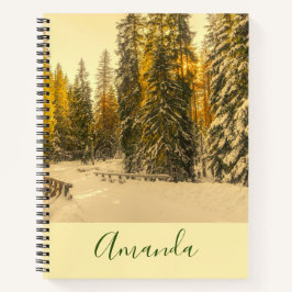 雪の松の木の森自然写真 ノートブック