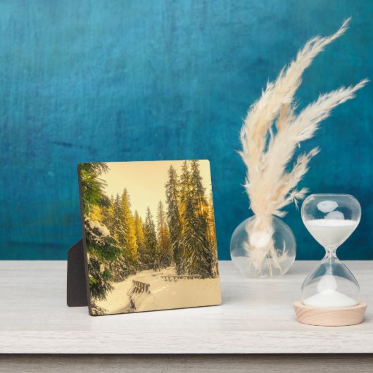 雪の松の木の森自然写真 フォトプラーク (インサイチュ)