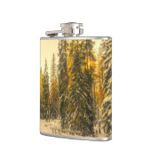 雪の松の木の森自然写真 フラスク (左)