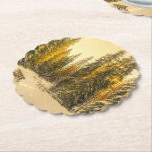 雪の松の木の森自然写真 ペーパーコースター (アングル)