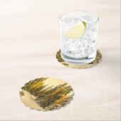 雪の松の木の森自然写真 ペーパーコースター (インサイチュ)